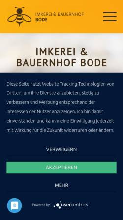 Vorschau der mobilen Webseite www.bienen-neumann.de, Urlaub & Schau-Imkerei am Plauer See