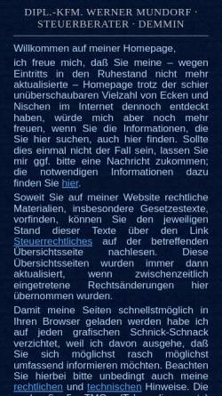 Vorschau der mobilen Webseite stb-mundorf.de, Dipl.-Kfm. Werner Mundorf, Steuerberater