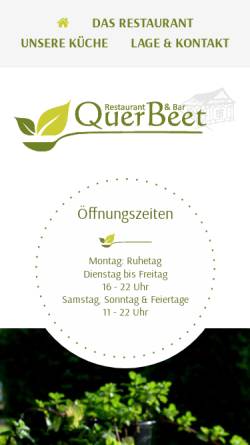 Vorschau der mobilen Webseite querbeet-restaurant.de, Querbeet Neustrelitz
