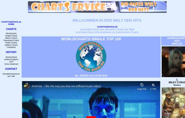 Vorschau von www.chartsservice.de, Chartservice - Die Welt der Hits