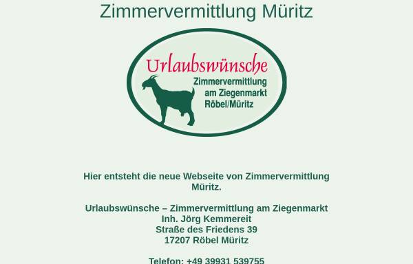 Vorschau von www.zimmervermittlung-mueritz.de, Zimmervermittlung am Ziegenmarkt Röbel/Müritz