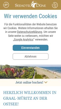 Vorschau der mobilen Webseite www.seehotel-duene.de, Seehotel Düne