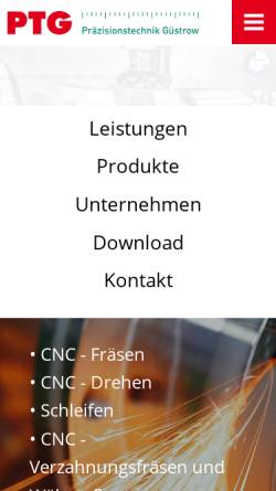 Vorschau der mobilen Webseite www.ptg-guestrow.de, Präzisionstechnik Güstrow GmbH