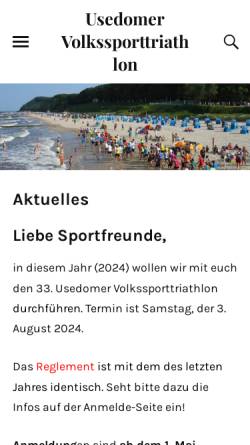 Vorschau der mobilen Webseite www.triathlon-koserow.de, Usedomer Volkssporttriathlon