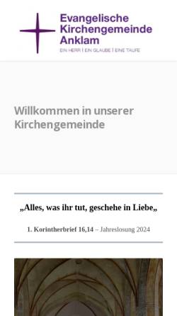 Vorschau der mobilen Webseite www.kirche-anklam.de, Evangelische Kirchengemeinde Anklam
