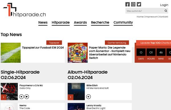 Vorschau von hitparade.ch, Die Offizielle Schweizer Hitparade