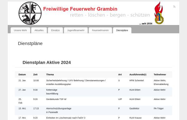 Vorschau von www.feuerwehr-grambin.de, Freiwillige Feuerwehr
