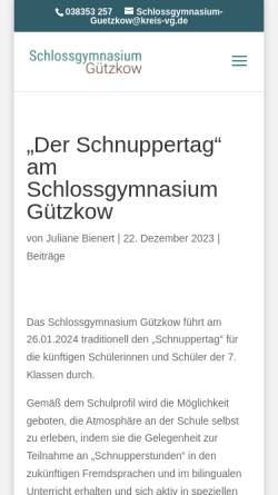 Vorschau der mobilen Webseite www.schlossgym-guetzkow.de, Schlossgymnasium Gützkow