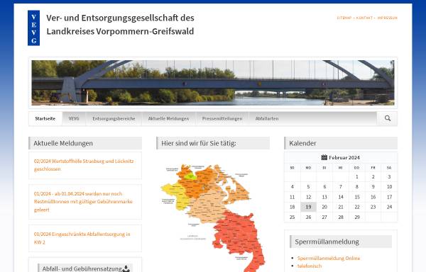 Vorschau von www.veo-karlsburg.de, Ver- und Entsorgungsgesellschaft des Landkreises Vorpommern-Greifswald