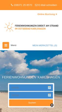 Vorschau der mobilen Webseite www.karlshagen-ferienwohnungen.de, Ferienwohnungen Schnell