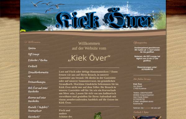 Vorschau von www.kiek-oever-koserow.de, Gaststätte Kiek Över