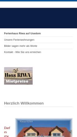 Vorschau der mobilen Webseite www.usedom-ferienhaus-riwa.de, Ferienhaus Riwa