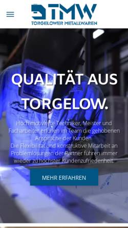Vorschau der mobilen Webseite www.torgelower-metallwaren.de, Torgelower Metallwaren GmbH