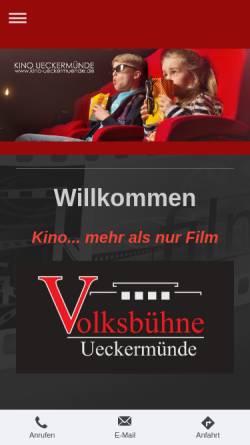 Vorschau der mobilen Webseite www.kino-ueckermuende.de, Film & Kino Ueckermünde GbR