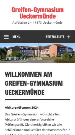 Vorschau der mobilen Webseite gymnasium-ueckermuende.de, Greifen-Gymnasium