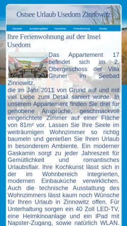Vorschau der mobilen Webseite www.fewo-zinnowitz-ostseeurlaub.de, Ferienwohnung Gelbhaar