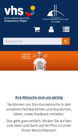 Vorschau der mobilen Webseite vhs-vr.de, Kreisvolkshochschule Vorpommern-Rügen