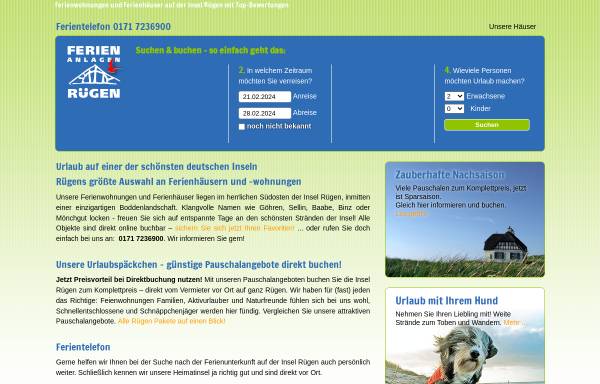 Vorschau von www.avr.de, Ferienwohnungsvermietung & Betriebsgesellschaft Rügen UG