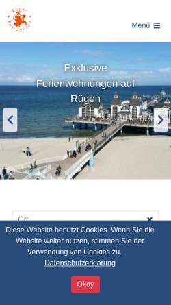 Vorschau der mobilen Webseite www.123ruegen.de, Rügen-Residenzen; Inh.: Jens Kühn