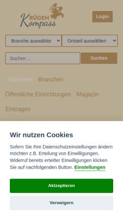 Vorschau der mobilen Webseite www.ruegen-kompass.de, Ruegen-kompass.de; Inh.: Sektor7 - Mediaagentur