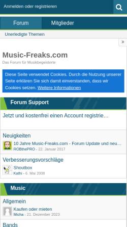 Vorschau der mobilen Webseite www.music-freaks.com, Music-Freaks.com