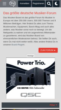 Vorschau der mobilen Webseite www.musiker-board.de, Musiker-Board