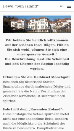 Vorschau der mobilen Webseite www.fewo-ruegen-baabe.de, Ferienwohnungen Famile Mnich