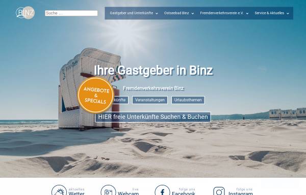 Vorschau von www.gastgeber-binz.de, Fremdenverkehrsverein Binz e.V. (FVV)