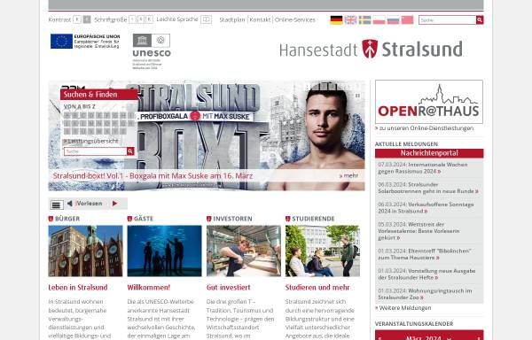 Vorschau von www.stralsund.de, Stralsund-City