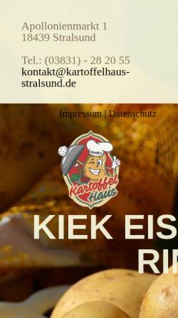 Vorschau der mobilen Webseite www.kartoffelhaus-stralsund.de, Kartoffelhaus