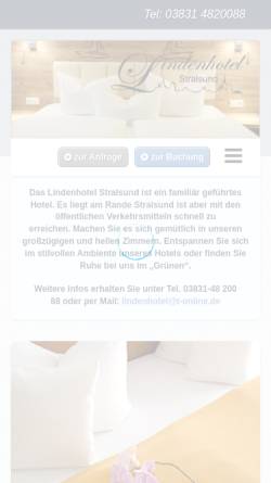 Vorschau der mobilen Webseite www.stralsund-lindenhotel.de, Lindenhotel