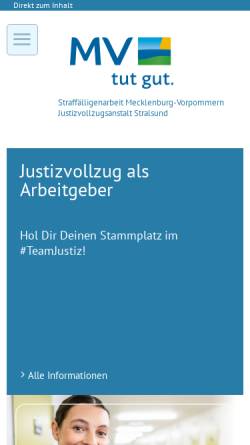 Vorschau der mobilen Webseite www.jva-stralsund.de, Justizvollzugsanstalt