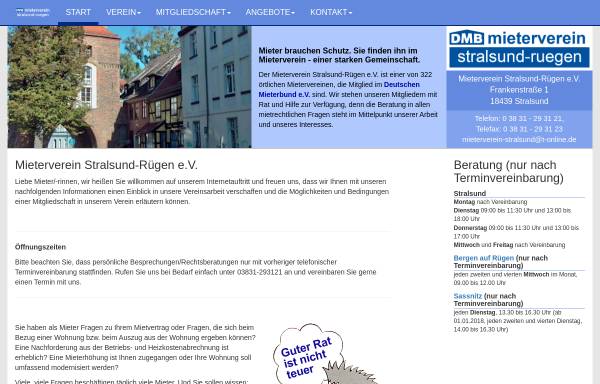 Vorschau von www.mieterverein-stralsund-rügen.de, Mieterverein Stralsund-Rügen e. V.