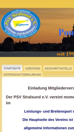 Vorschau der mobilen Webseite www.psv-stralsund.de, Pommerscher Sportverein Stralsund e. V.