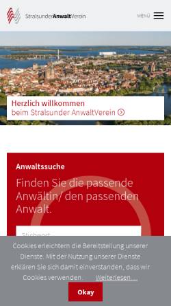 Vorschau der mobilen Webseite www.anwaltverein-stralsund.de, Stralsunder Anwaltverein e. V.