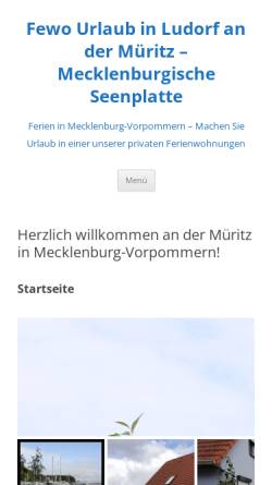 Vorschau der mobilen Webseite www.fewo-urlaub-mueritz.de, Ferienwohnungen Peter Wisotzky [D-17207 Ludorf]