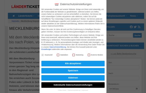 Mecklenburg-Vorpommern-Ticket der Bahn - laenderticket.de