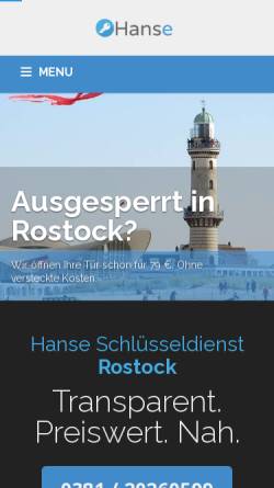 Vorschau der mobilen Webseite www.schluesseldienstrostock.de, Hanse Schlüsseldienst