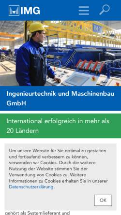 Vorschau der mobilen Webseite www.img-tech.de, IMG Ingenieurtechnik und Maschinenbau GmbH