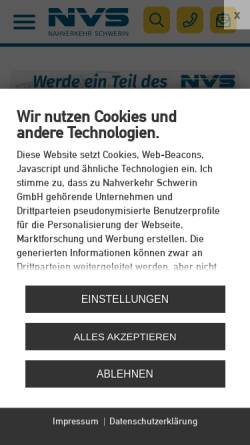 Vorschau der mobilen Webseite www.nahverkehr-schwerin.de, Nahverkehr Schwerin GmbH