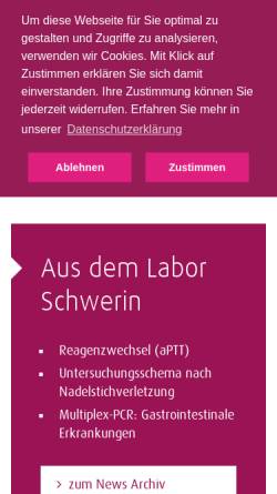 Vorschau der mobilen Webseite www.labor-schwerin.de, Labor MVZ Westmecklenburg