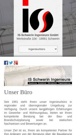 Vorschau der mobilen Webseite www.is-schwerin.de, IS-Schwerin Ingenieure GmbH