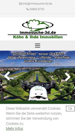 Vorschau der mobilen Webseite www.immosuche-3d.de, Köhn & Ihde Immobilien