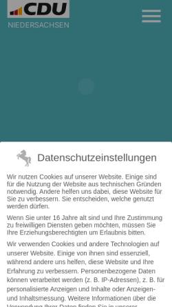 Vorschau der mobilen Webseite www.cdu-niedersachsen.de, CDU Niedersachsen