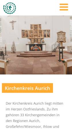 Vorschau der mobilen Webseite www.kirchenkreis-aurich.de, Internetportal des evangelisch-lutherischen Kirchenkreises Aurich