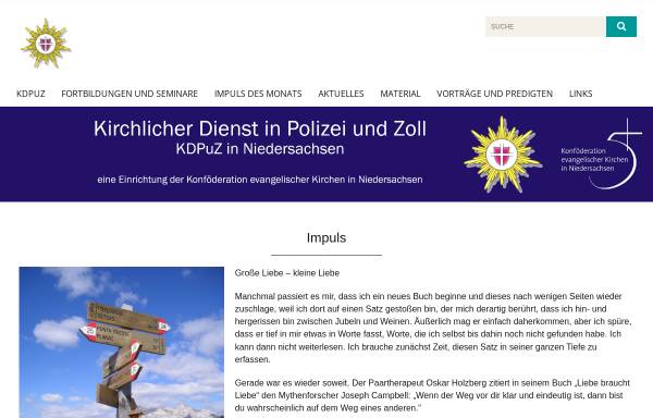 Vorschau von www.kirchlicher-dienst-in-pz.de, Evangelische Polizeiseelsorge Niedersachsen - Kirchlicher Dienst in Polizei und Zoll