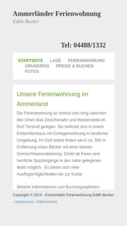 Vorschau der mobilen Webseite www.komfortable-fewo.de, Ferienwohnung Edith Becker