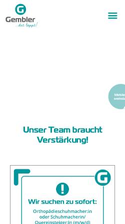 Vorschau der mobilen Webseite gembler-schuhe.de, Schuhhaus + Orthopädieschuhtechnik Gembler GmbH