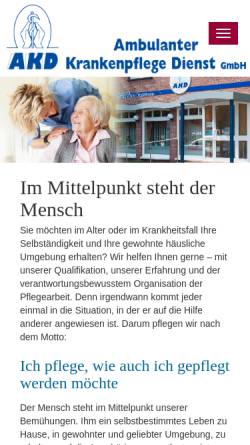 Vorschau der mobilen Webseite www.akd-aurich.de, Ambulanter Krankenpflegedienst GmbH (AKD)