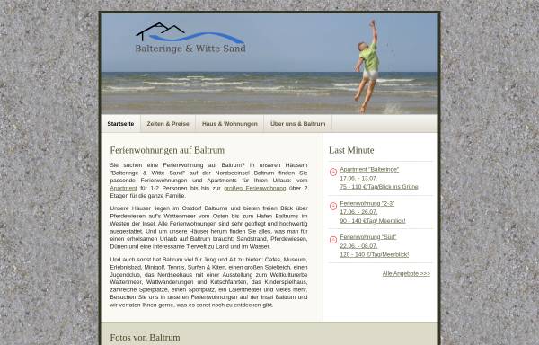 Vorschau von balteringe.de, Ferienhäuser Balteringe und Witte Sand - Baltrum